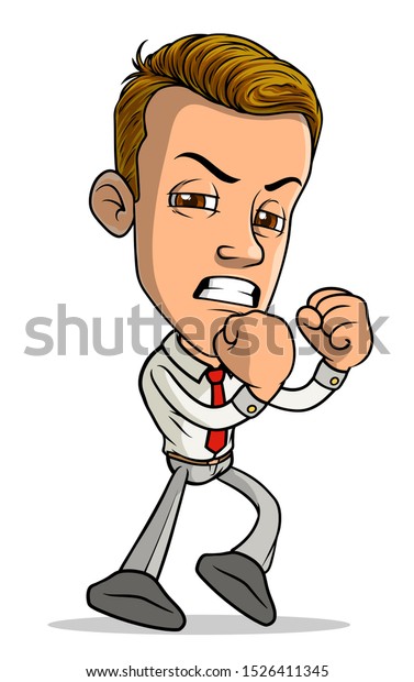Cartoon Brunette Walking Funny Angry Smiling Stock Vector (Royalty Free ...