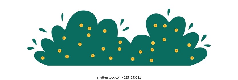 Pincel de dibujos animados con flores icono plano Arbustos decorativos de primavera. Ilustración del vector