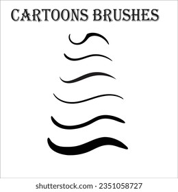 cartoon brushes  black ink strokes Vector paintbrush set 