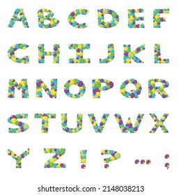 Cartoon bubble alphabet. Isolated on white background.
