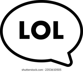 Cartoon bubble chat lol illustration design. Minimalist icon on white background. Cute black and white icon. Simple design for social media