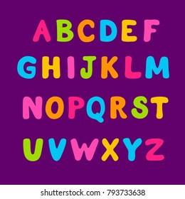 Cartoon bubble colorful alphabet vector.