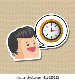 cartoon with bubble design. clock icon. time concept