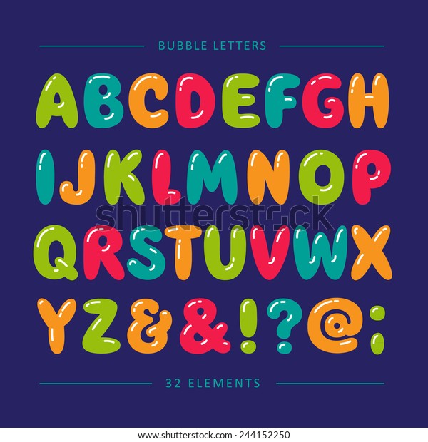 colored bubble letter font