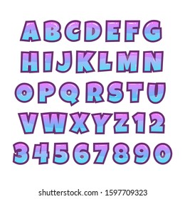 Cartoon bubble font. Comic and Cartoon Alphabet. Game Font. vector
