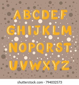 Cartoon bubble gold alphabet vector.