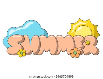 Cartoon bubble Lettering of the phrase Summer in color