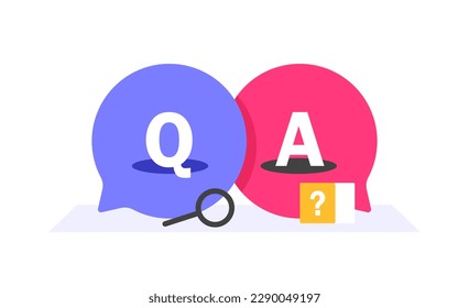 cartoon bubble like question answer. concept of abstract online conversation for help or fast solve problem. minimal flat trend modern simple qa logotype graphic art design on white background