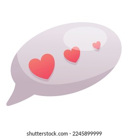 Cartoon bubble speech with hearts, vector isolated illustration.