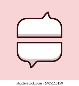 Cartoon bubble speech and think icon.  Thought empty sticker with shadow for quote