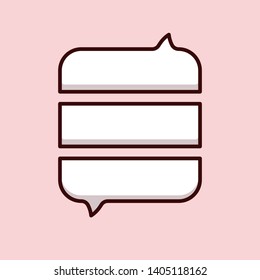 Cartoon bubble speech and think icon.  Thought empty sticker with shadow for quote