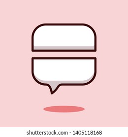 Cartoon bubble speech and think icon.  Thought empty sticker with shadow for quote or sale
