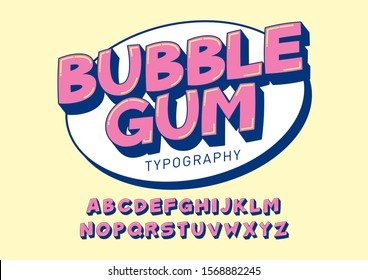 Cartoon Bubblegum Typography Design Vectorillustration Stock Vector ...