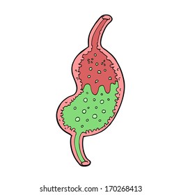 cartoon bubbling stomach