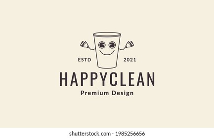 cartoon bucket lines smile logo symbol vector icon illustration graphic design