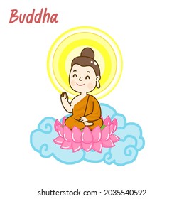 Caricatura del personaje de buddha en segundo plano.