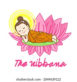 Cartoon buddha character on background.