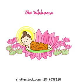 Cartoon buddha character on background.