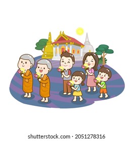 
Cartoon Buddhism character on background.
