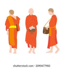 Cartoon Buddhist Monk Of Laos