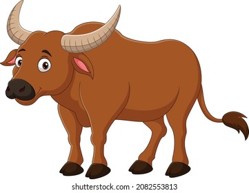 Cartoon buffalo isolated on white background