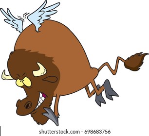 cartoon buffalo with wings