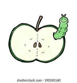 cartoon bug eating apple