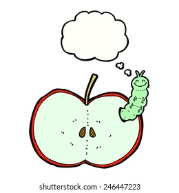 insecto de dibujos animados comiendo manzana