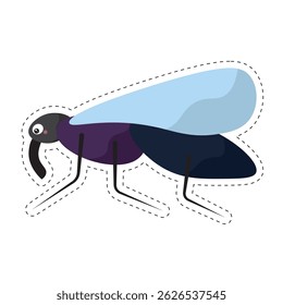 Cartoon bug with wings. Vector illustration