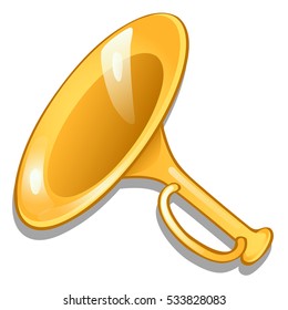 Cartoon Bugle Isolated On A White Background. Vector Illustration.
