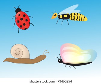 Cartoon Bugs Sett Vector
