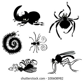 Cartoon Bugs silhouettes.