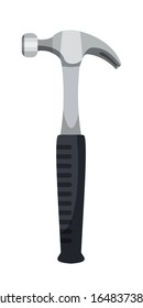 Cartoon Builder Klauhammer Instrument für Bauarbeiten. Hardware-Werkstattwerkzeug, Objekt einzeln auf Weiß. Handwerker, Nachfolger, Zimmermann oder Schlossermeister. Vektorillustration