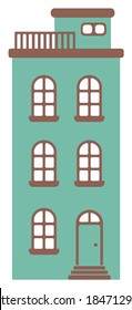 cartoon building / house flat design illustration (front view)