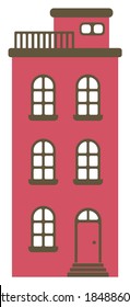 construcción de dibujos animados/ilustración de diseño plano de la casa (vista frontal)
