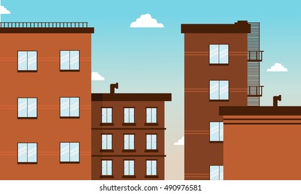 Cartoon building landscape vector art illustration collection