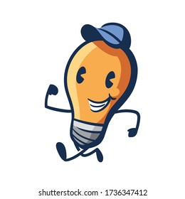 Cartoon Bulb Boy Mascot Logo Design