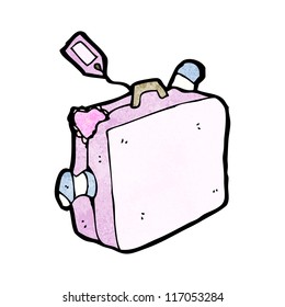 cartoon bulging suitcase