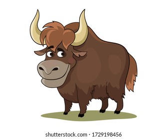 Cartoon bull. Cute cartoon animal. Vector ox illustration