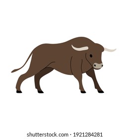 Cartoon bull - cute character for children. Vector illustration in cartoon style.