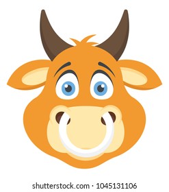 A Cartoon Bull Face With Nose Ring 