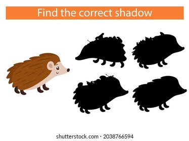 Cartoon bull. Find the right shadow. Educational game for children. Vector illustration, cartoon style.