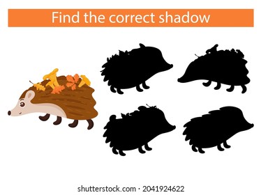 Cartoon bull. Find the right shadow. Educational game for children. Vector illustration, cartoon style.
