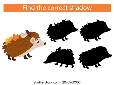 Cartoon bull. Find the right shadow. Educational game for children. Vector illustration, cartoon style.