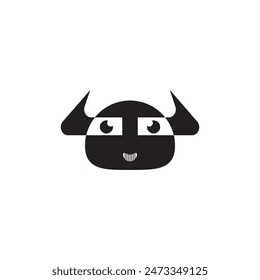 cartoon bull logo design icon.