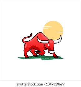 cartoon bull long horn sticker print art digital animal drawing illustration