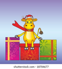 the cartoon bull on the box present