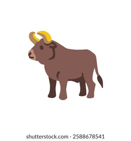 Cartoon bull on white background. Ox cartoon colored clipart illustration. 