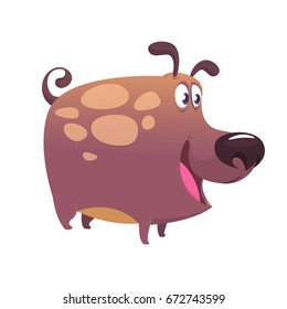 Cartoon bulldog or boxer dog. Vector illustration. Design for icon, logo, emblem or sticker