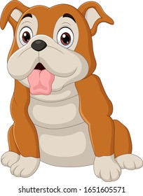 Cartoon bulldog sitting with tongue out